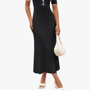 Elegant Black Ribbed Maxi Dress